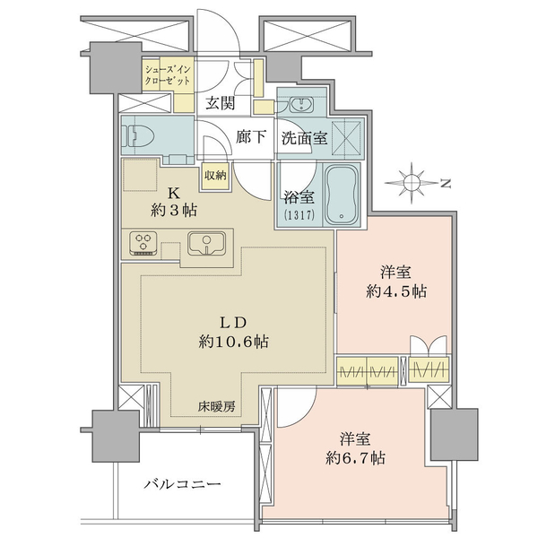ブリリアタワー代々木公園クラッシィの間取図／7F／22,700万円／2LDK+SIC／58.66 m²